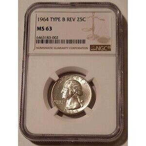 1964 Washington Quarter Type B Reverse Variety FS-901 MS63 NGC